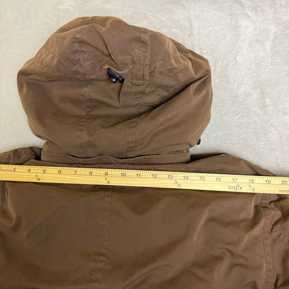 Eddie Bauer Premium Goose Down Parka Coat Women L Brown Faux Fur Quilted Hood - Picture 13 of 13